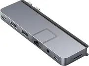 HyperDrive Duo Pro 7-in-2 Multiport USB C Hub with Magnetic Grip, Thunderbolt 4/USB4 USB C Adapter for MacBook Pro/Air - Space Gray