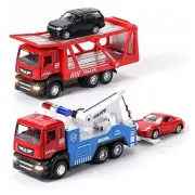 4Pcs Tow Truck Toys with Mini Toy Cars Set Pull Back Cars with Lights and