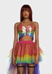 [Club Exx] Rainbow Playa Dreamin' Butterfly Top