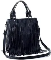 [Downupdown] Women Tassel Fringe Shoulder bag Big Tote Messenger Handbag Hobo Cross Body Bag