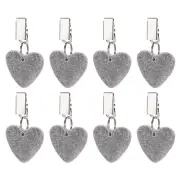 8PCS Marble Heart Shape Tablecloth Weights with Metal Clip, Grey