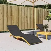 Outdoor Sun Lounger Cushion in Black Oxford Fabric 200 x 60 x 3 cm Garden Bench Seat Pad for Lounger Patio Furniture Decoration