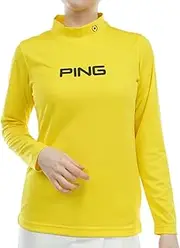 [PING] Pin Apparel 622-3269802 Women's Long Sleeve High Neck Shirt (Bias Logo Pattern, Absorbent, Quick-Drying, UV Protection), Golf Inner, 061_Light Yellow, LL