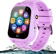 [Gksuu] Kids Waterproof Smart Watch Toys for Boys Girls Ages 3-12, HD Touchscreen Toddler Watches with 26 Puzzle Games Camera Video Recording Pedometer MP3 Player Alarm Clock Birthday Gift