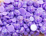 800 Pcs AB Purple Color Flatback Round Half Faux Pearls Beads DIY Craft Nail Art