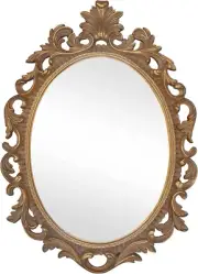 Oval Mirror Baroque Style Decorative Mirrors for Wall, 18.3 X 13 Inches, Gold, V