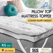 STARRY EUCALYPT Pillowtop Mattress Topper Luxury Bedding Mat Cover 9cm King Single