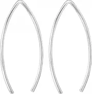 [SAE99] 925 Sterling Silver Threader Earrings, Wire Loop Pull Through Design, 1 mm x 25 mm, Sterling Silver, No Gemstone