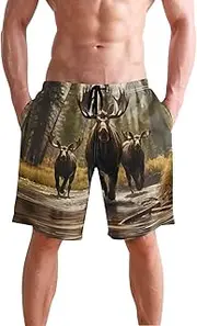 [XYMZR] Three Elk River Men's Swim Trunks Quick-Dry Bathing Suit Swimming Board Shorts S
