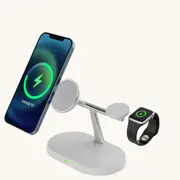 3 in 1 Magnetic Wireless Charger Stand Charging Dock Station for iPhone Apple Watch Airpods White