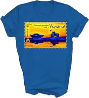[MPSstudio] Ukrainian Farmer Tractor Tank New Postage Stamp Unisex Shirt Gift Women Men T-Shirt (Royal;M)