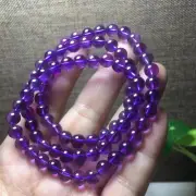 6.8mm Genuine Natural Purple Amethyst Crystal Beads Bracelet