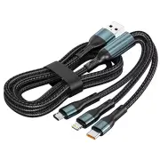 5A 120W USB-A to Type-C/iP/Micro USB Cable Fast Charging Data Transmission Copper Core Line 1.2M/2M Long for iPhone 15 1