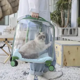 寵物外出包 網紅貓咪透明拉桿箱狗狗太空艙便攜式外出背包大容量貓狗包行李箱 完美家居