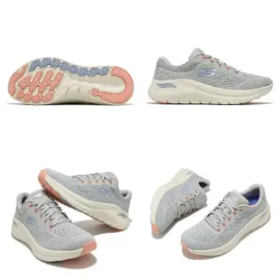 【SKECHERS】休閒鞋 Arch Fit 2 Big League 女鞋 灰 白 輕量 緩衝 厚底 足弓支撐 運動鞋(150051-LGMT)