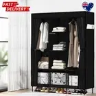 Artiss Black Portable Wardrobe Closet with Steel Frame & Shelf Storage AU Stock