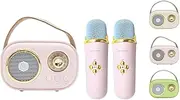 Mini Karaoke Machine, Karaoke Machine for Kids and Adults, Cute Karaoke with Microphone Set, Portable Bluetooth Speaker with 2 Wireless Microphones, Gifts for Girl Boys Years Old /39(Pink-2 Mic)