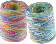 Angoily 2Rolls Raffia Ribbon of Decorative Twine for Wrapping DIY Crafts and Holiday Projects Lightweight and Long Enough for Custom Lengths for Adding
