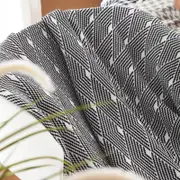 CottonMore Knitted Cotton Blanket 120x160cm Sofa Bed Home Decor Throw Rug - Black