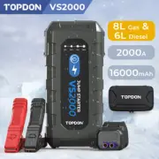 TOPDON 2000A Car Jump Starter Booster Jumper Pack Power Bank Battery Charger AU