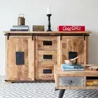 Country Timber Sideboard Cabinet Buffet Storage Retro Industrial Vintage Metal