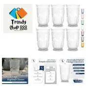 Highball Glasses set of 6 Vintage Glassware water glasses with unique footed ...