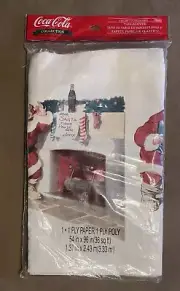 NEW SEALED Vintage 1993 Coca Cola Christmas Poly Paper Table Cover Santa Clause