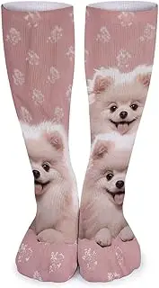 [GHBNK] Crew Athletic Socks Polar Bears Northern Lights Soft Cotton Socks 5 Pack Winter Warm Stockings for Women Men