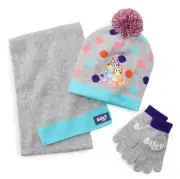 Girls Bluey 3-piece Hat, Scarf & Glove Cold Weather Set Polka Dot Size 4-16