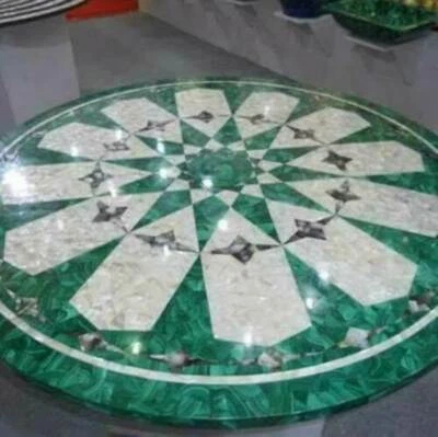 2' Marble Table Top Center Coffee Home Decor Inlay green malachite antique a2