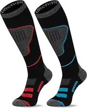 [unenow] Merino Wool Ski Socks 2 Pairs, Thermal Knee High Warm Socks for Snowboarding, Hiking, Cold Weather, Snow, Hunting