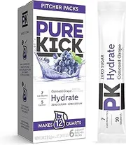 Pure Kick Hydration Pitcher Pack, Concord Grape, Includes 6 Packets, 1 Box, Makes 12 Quarts Total