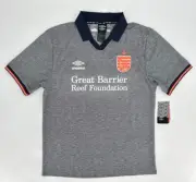 Umbro Premier Jersey Men's Large Great Barrier Reef Foundation Grey Soccer Polo