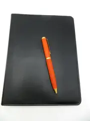 Jos A Bank Notebook 9" Leather Cover Refillable Spiral 144 Lined Pages Black