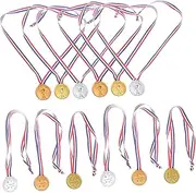 MUSISALY 12pcs Children's Medal Toys Toys Soccer Toys Football Toys Kid Toys Football Neck Medals Plastic Football Medals Plastic Award Medals Football Trophy Medals Cloth