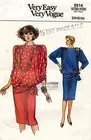 1980's VOGUE Misses' Top and Skirt Pattern 9314 Size 14-18 UNCUT