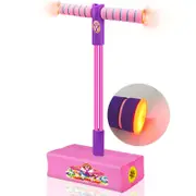 Catzon Foam Pogo Jumper Pogo Stick with Lights for Kids Ages 3 and up Outdoor Toys-Pink