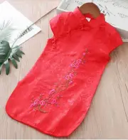 Kids Girl Chinese Asian Traditional QIPAO Tang Costume Plum Tunic Summer Dress