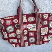 m729 CathKidston Foldaway Overnight Bag Clock Pattern Light Travel Luggage New