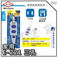 在飛比找Yahoo!奇摩拍賣優惠-【興富】【BI030400】威電牌家用延長線E-221(9尺