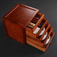 在飛比找樂天市場購物網優惠-免運 茶具系列 實木花梨普洱茶餅收納盒子 抽屜式茶柜雞翅木分