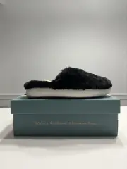 Toms Alpargata Mallow Mule Black Faux Fur Slippers Women's Size 8.5 New With Box
