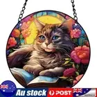 Acrylic Suncatcher Panel Sun Catchers Wall Hanging Decor 30x30cm(Reading Cat #4)