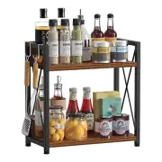 Countertop Shelf Organizer, Kitchen Counter Shelf with Hooks, 2 Tier Spice Ra...
