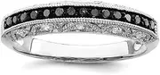 [JewelryWeb] 925 Sterling Silver Polished Prong set Black and White Diamond Ring Band Style-Ring for Women