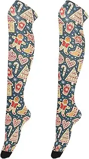 [Caihoyu] Over Knee Socks for Women Flexible Extra Long Thigh High Socks Above Knee High Socks for Stage Performances Christmas Ornaments Pattern, Christmas Ornaments Pattern