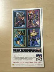 ULTRAVERSE UNCUT COMICS PROMO CARD 10.5” X 5.5”Vtg 1993 SKYBOX Prototype Exiles