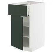 METOD / MAXIMERA base cabinet with drawer/door, white/Havstorp deep green, 40x60x80 cm