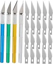 Beatifufu 4Sets Hobby Knife Kit with Blades Each for Scrapbooking and Crafts Durable Handles Easy to Use Safe Storage Case Included