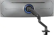 BEWISER Single Monitor Arm Heavy Duty Aluminum Gas Spring Mount for Flat/Ultrawide/Cruved Monitor 34-49 inch and New 57 inches Screen，C Clamp-Holds Up to 44 lbs，Black